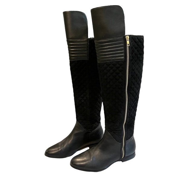 Renvy Black Melina Over The Knee Quilted Boots - Picture 2 of 13
